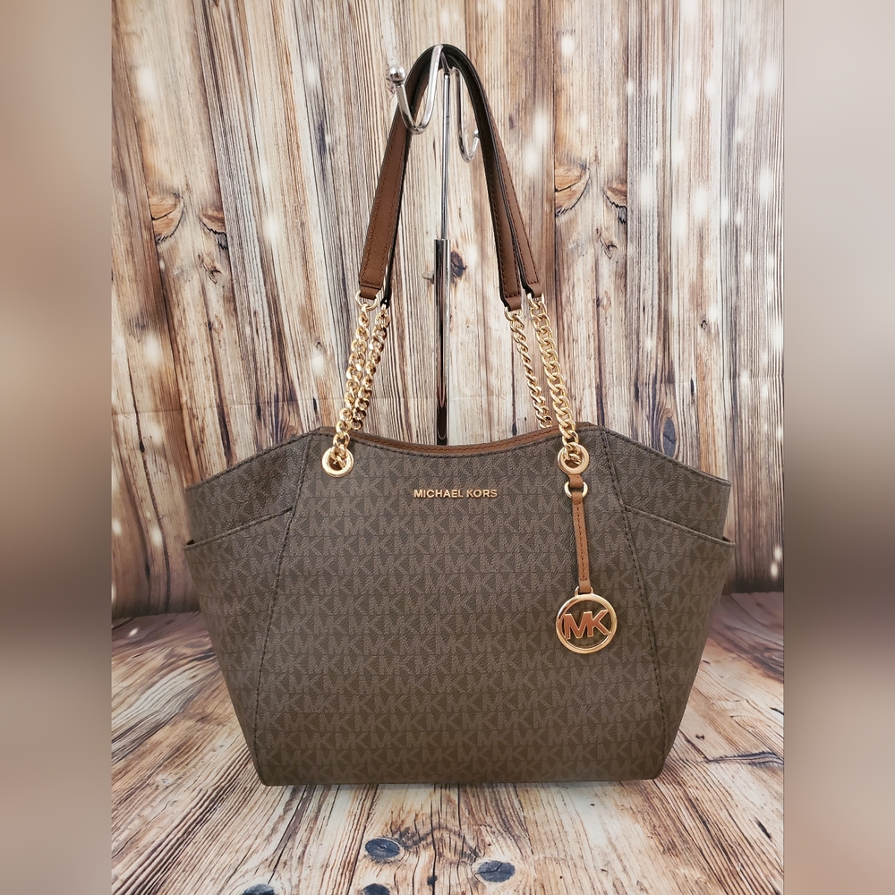 Michael Kors | Brown Jet Set Travel Large Chain-Strap Tote